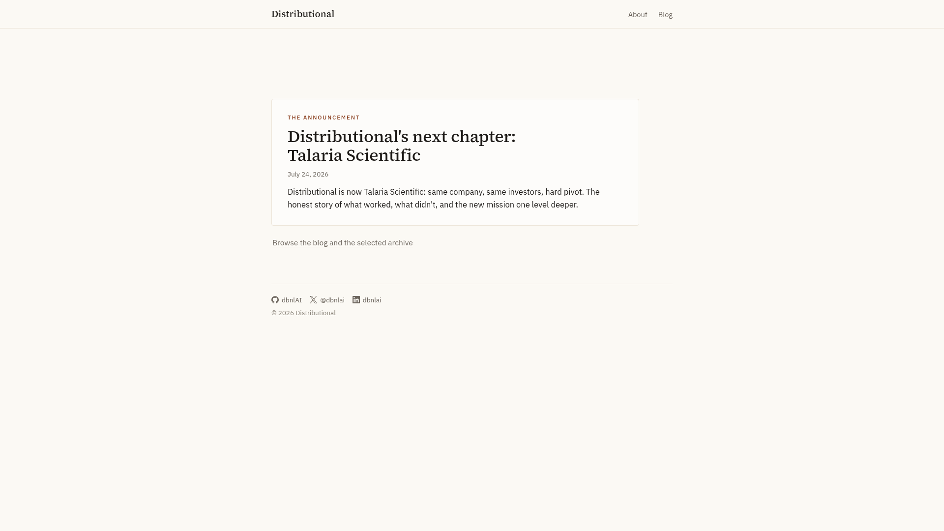 Screenshot of the Distributional page analyzed in this UX review