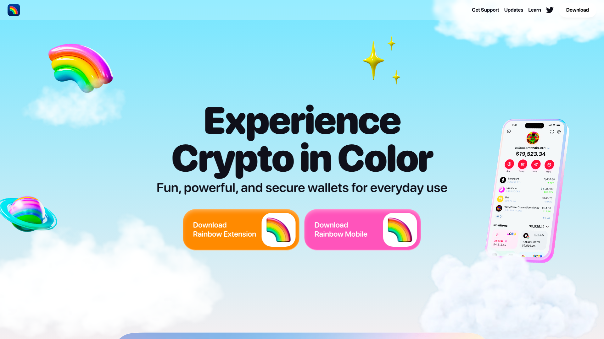 Screenshot of the Rainbow page analyzed in this UX review