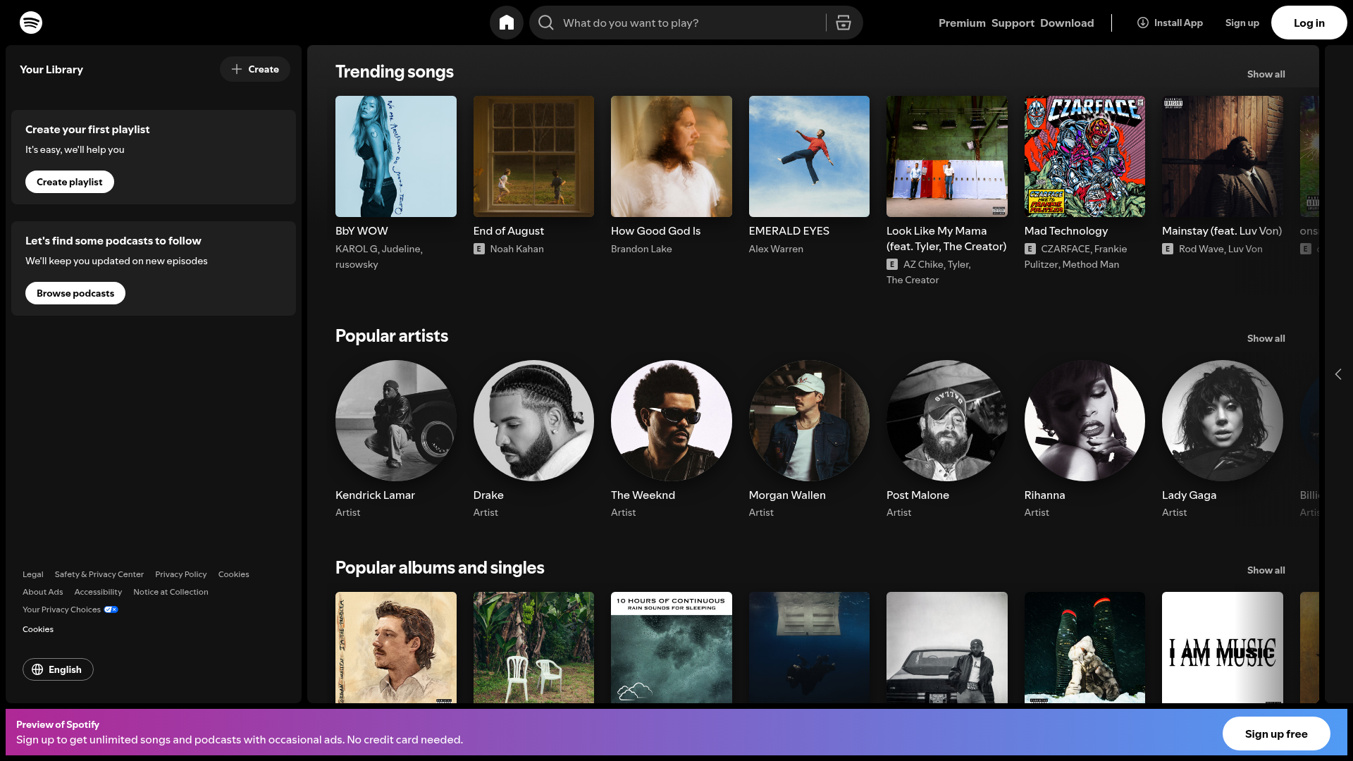 Screenshot of the Spotify page analyzed in this UX review