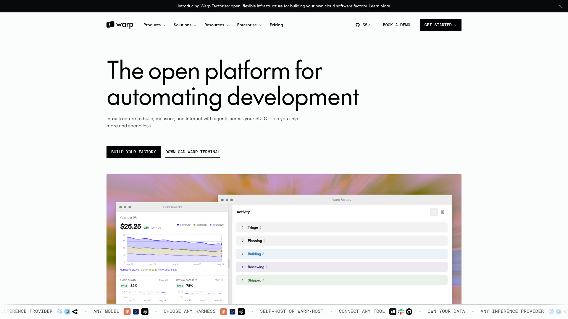 Screenshot of the Warp page analyzed in this UX review