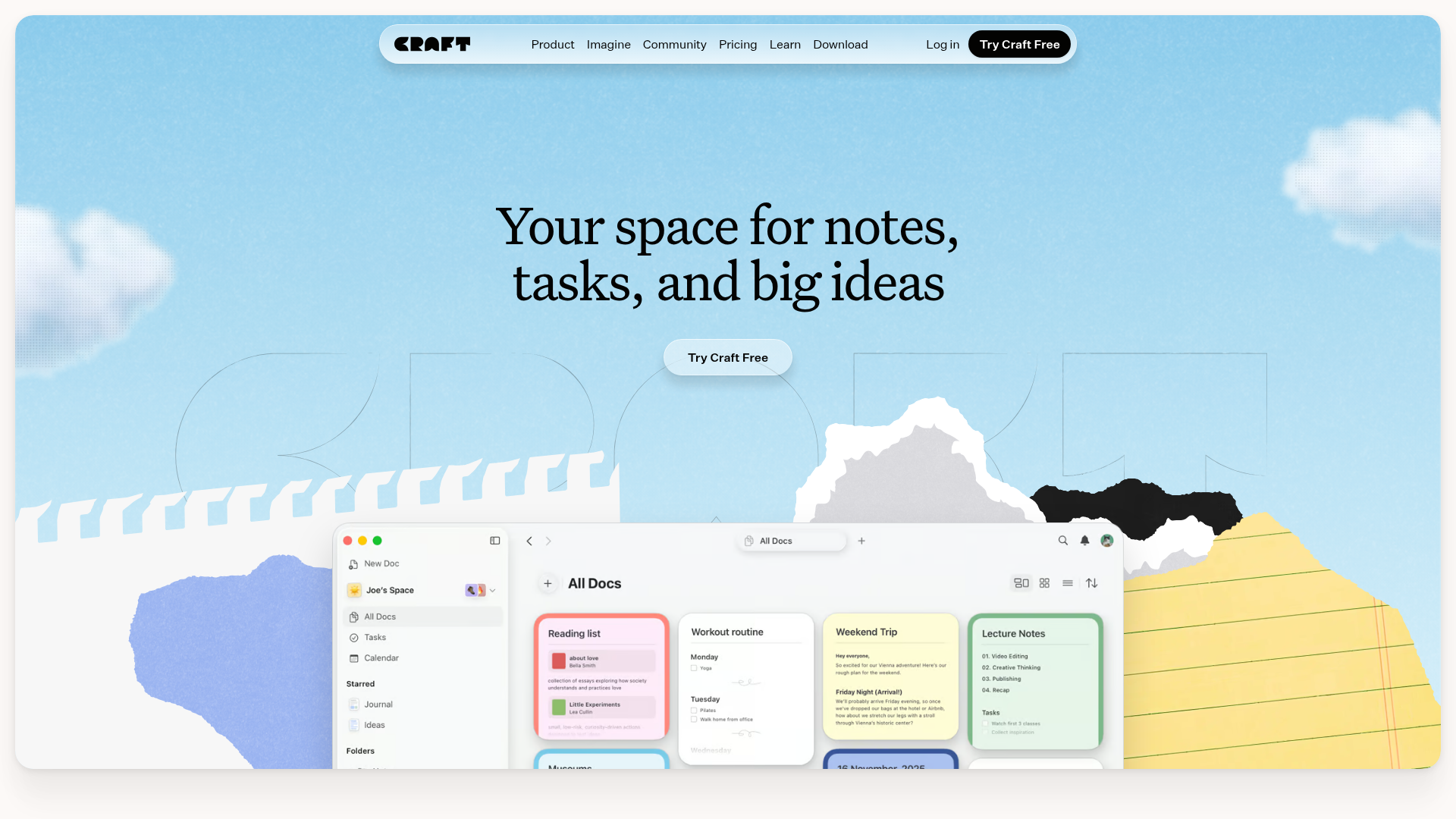 Screenshot of the Craft Do page analyzed in this UX review
