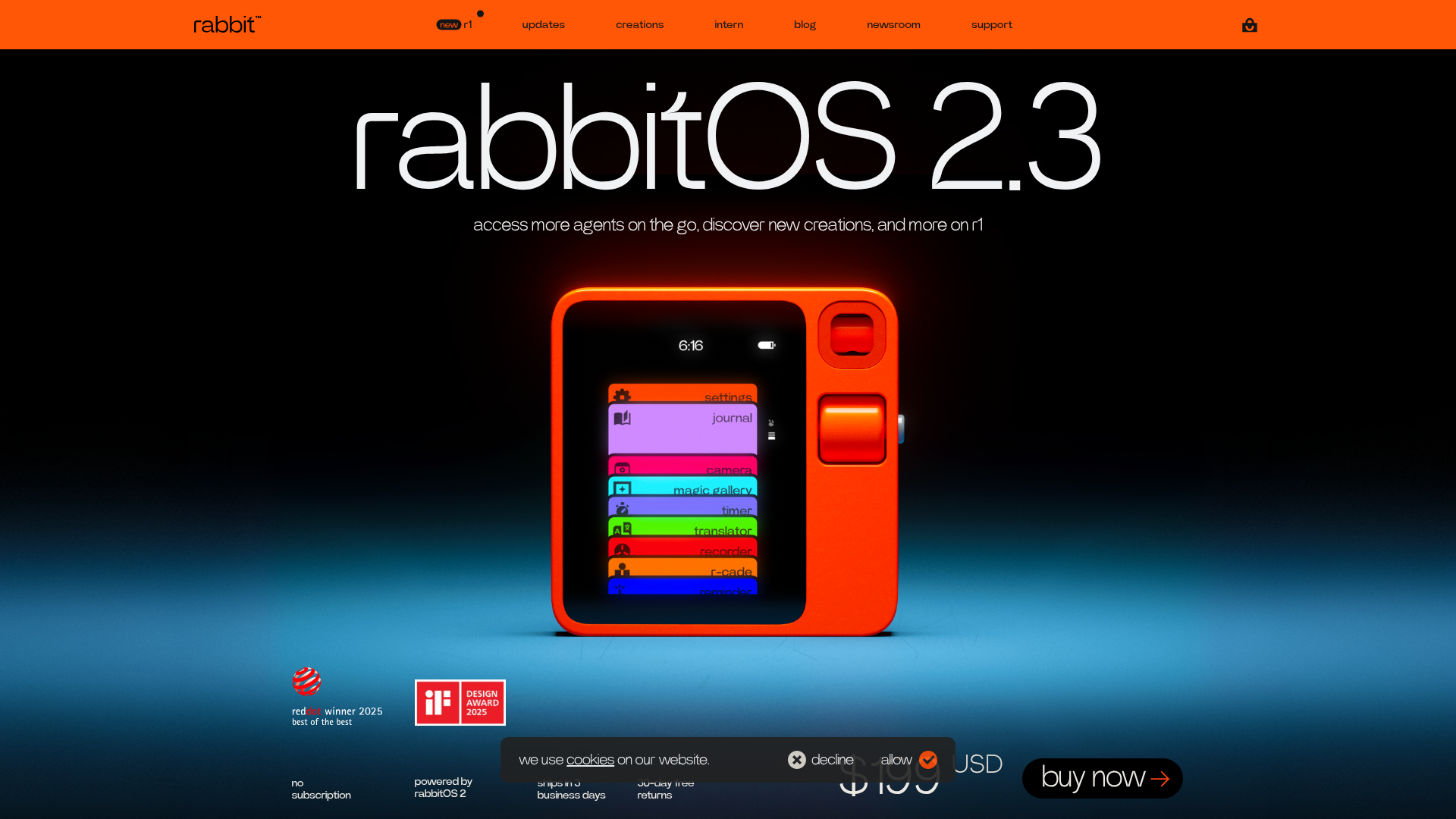 Screenshot of the Rabbit page analyzed in this UX review