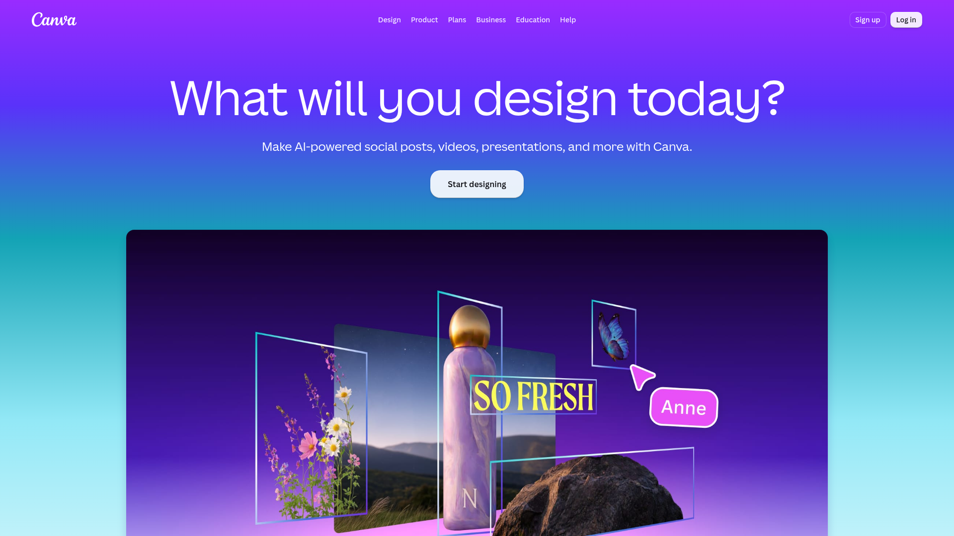Screenshot of the Canva page analyzed in this UX review