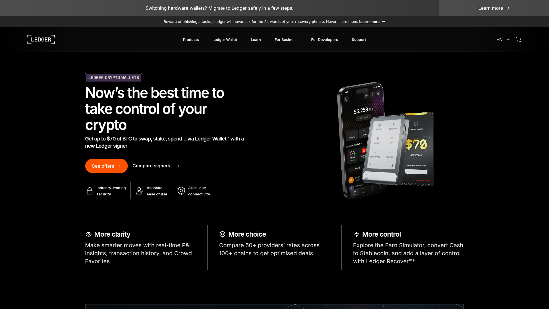 Screenshot of the Ledger page analyzed in this UX review