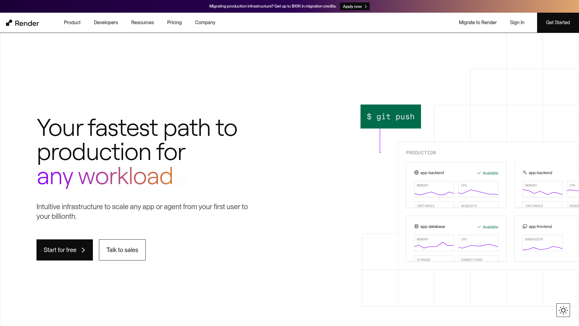 Screenshot of the Render page analyzed in this UX review