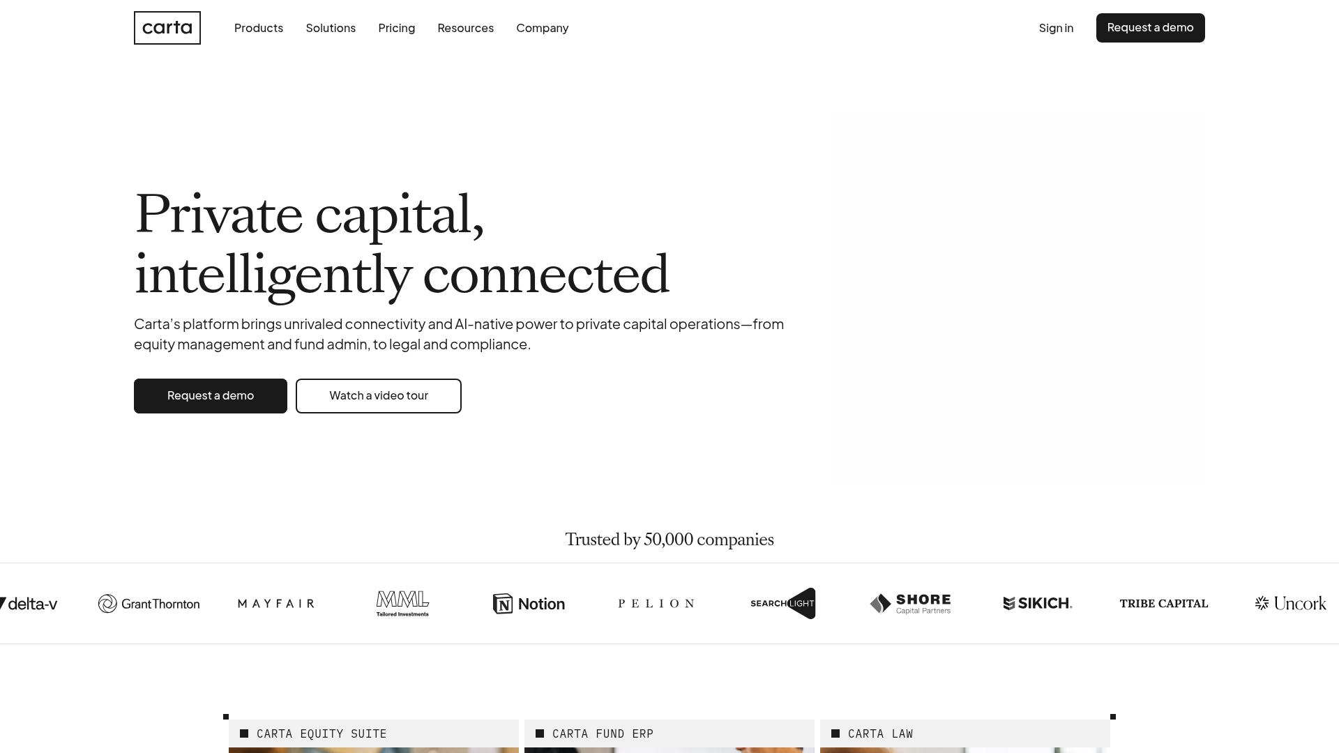 Screenshot of the Carta page analyzed in this UX review