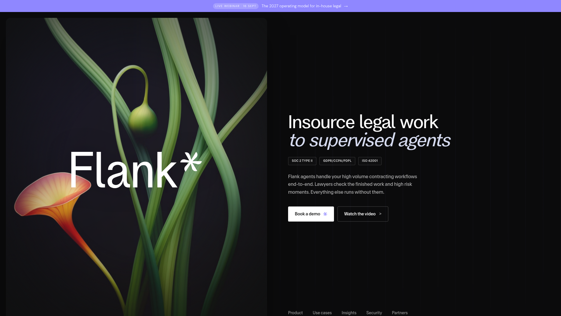 Screenshot of the Flank page analyzed in this UX review