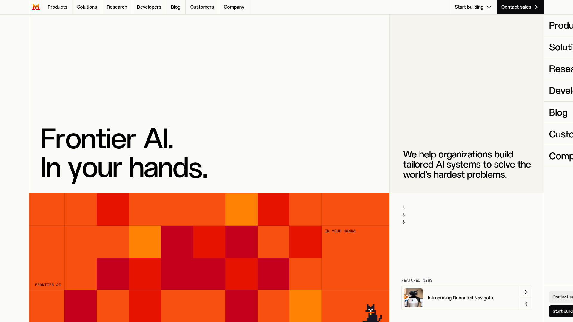 Screenshot of the Mistral page analyzed in this UX review