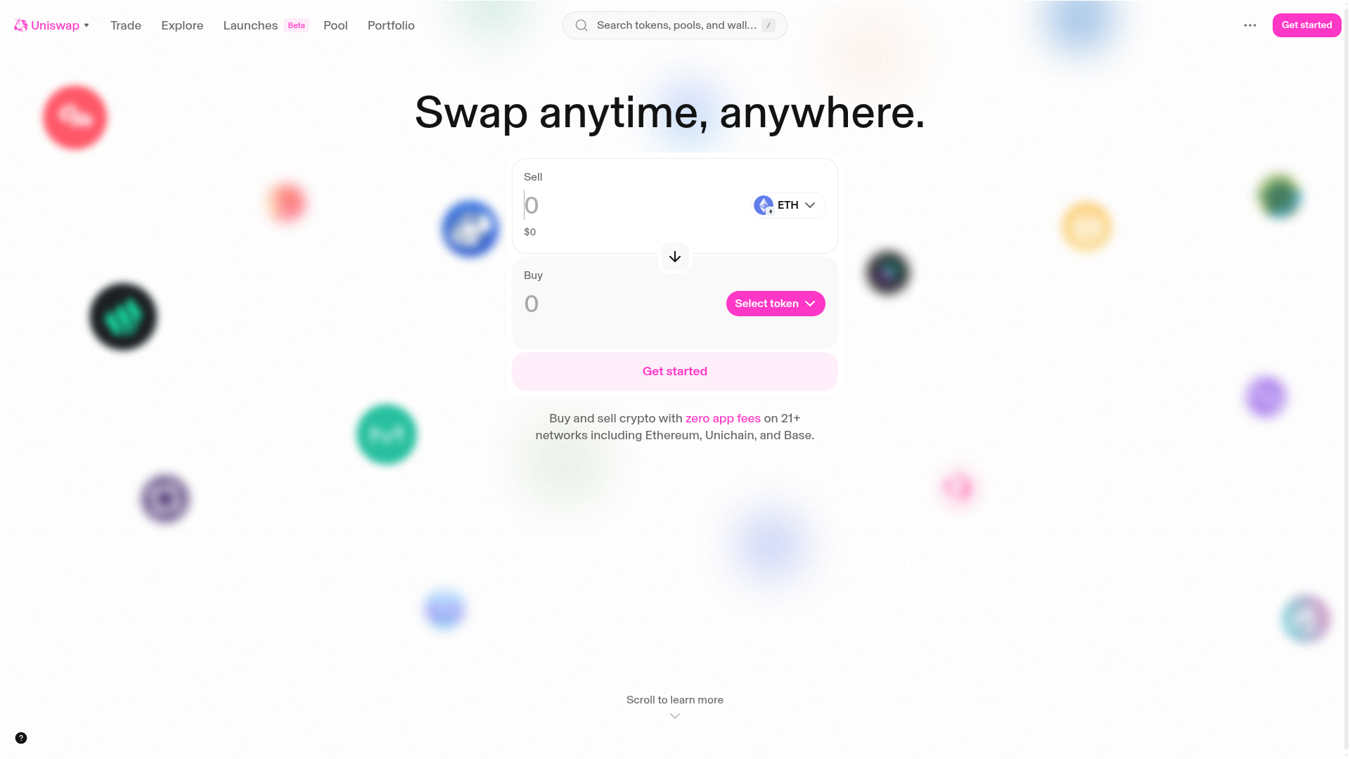 Screenshot of the Uniswap page analyzed in this UX review