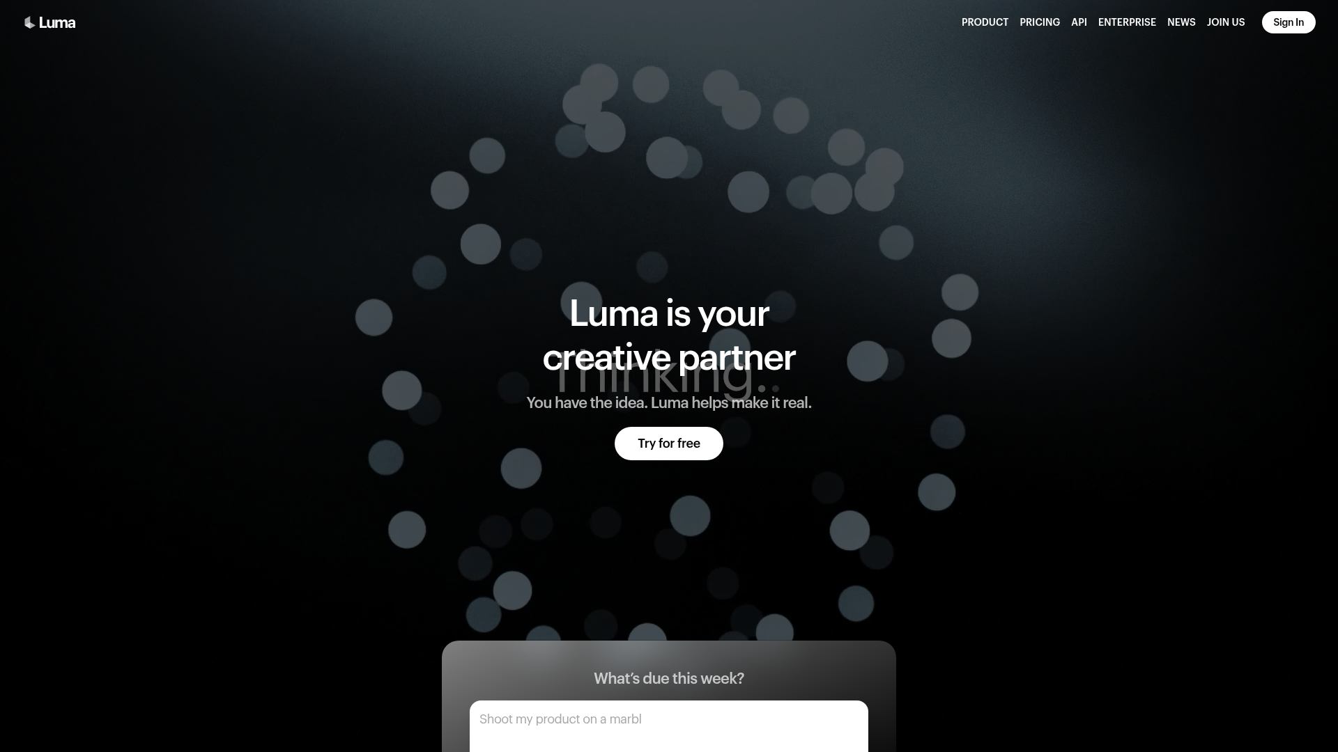 Screenshot of the Lumalabs page analyzed in this UX review