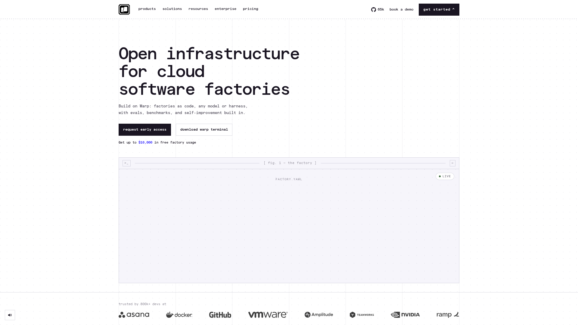 Screenshot of the Warp page analyzed in this UX review