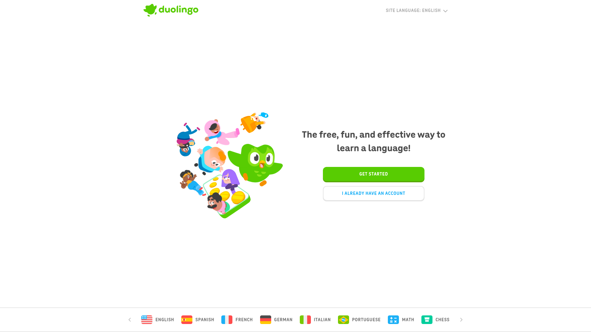 Screenshot of the Duolingo page analyzed in this UX review