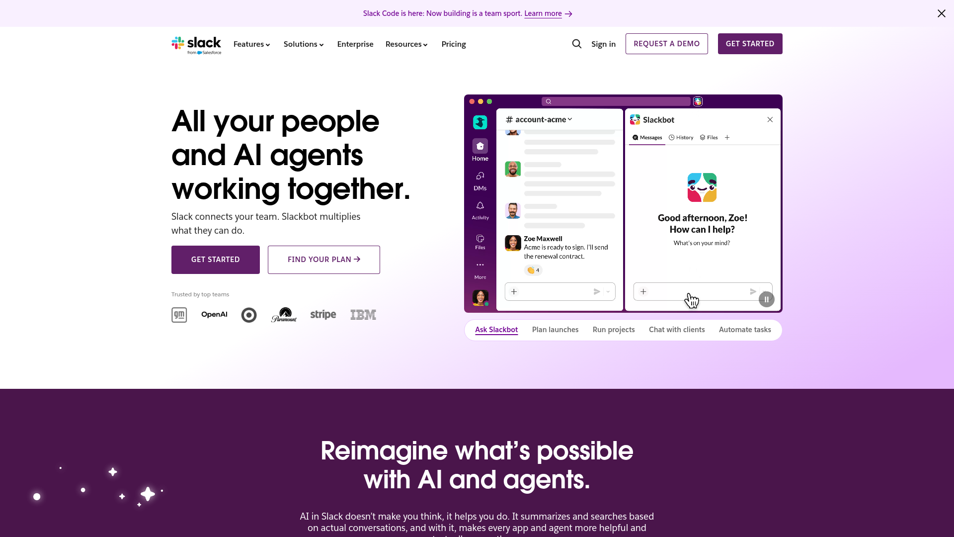 Screenshot of the Slack page analyzed in this UX review
