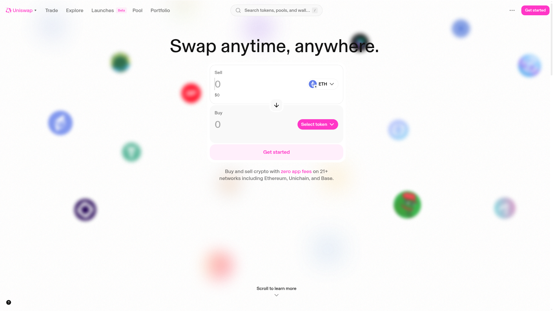Screenshot of the Uniswap page analyzed in this UX review