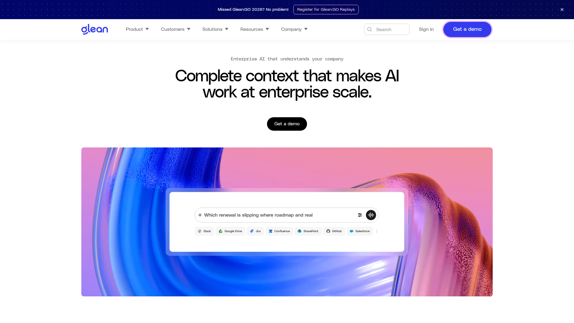 Screenshot of the Glean page analyzed in this UX review