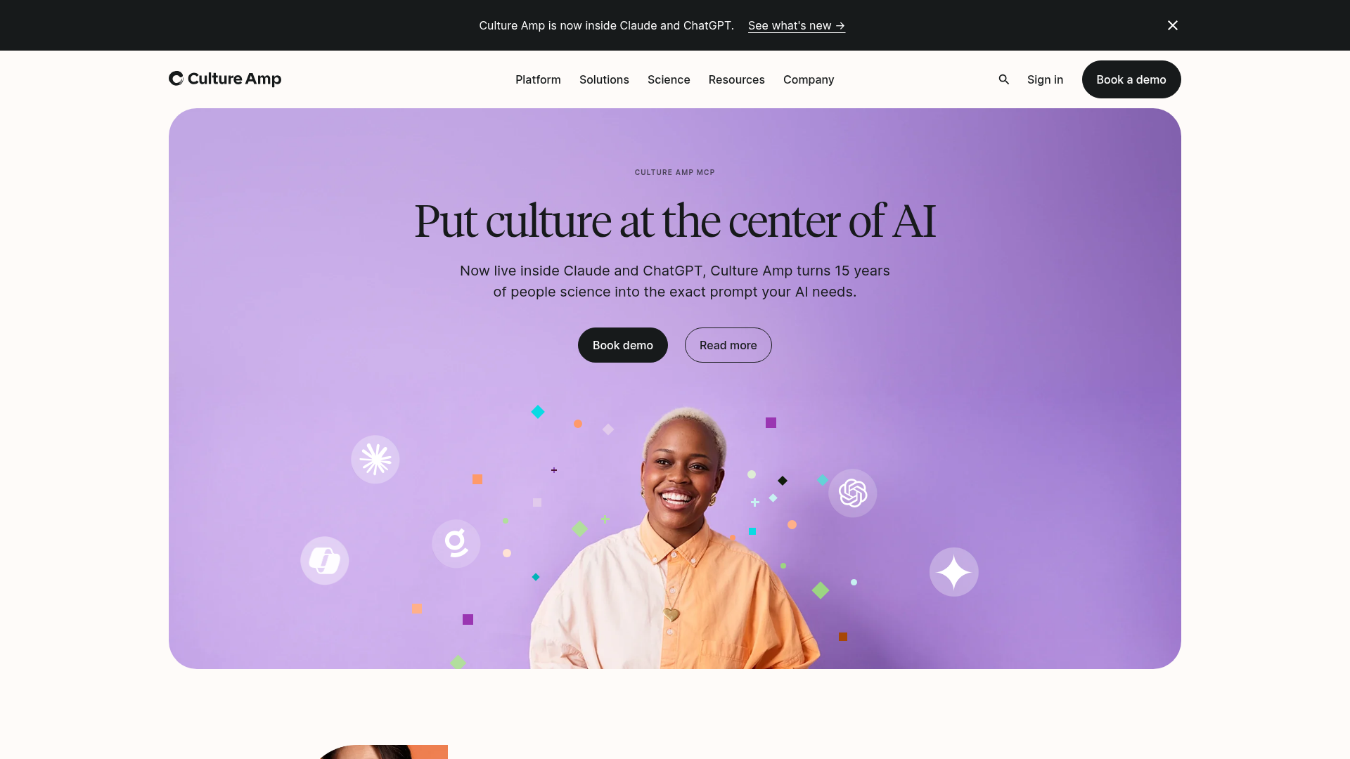 Screenshot of the Cultureamp page analyzed in this UX review