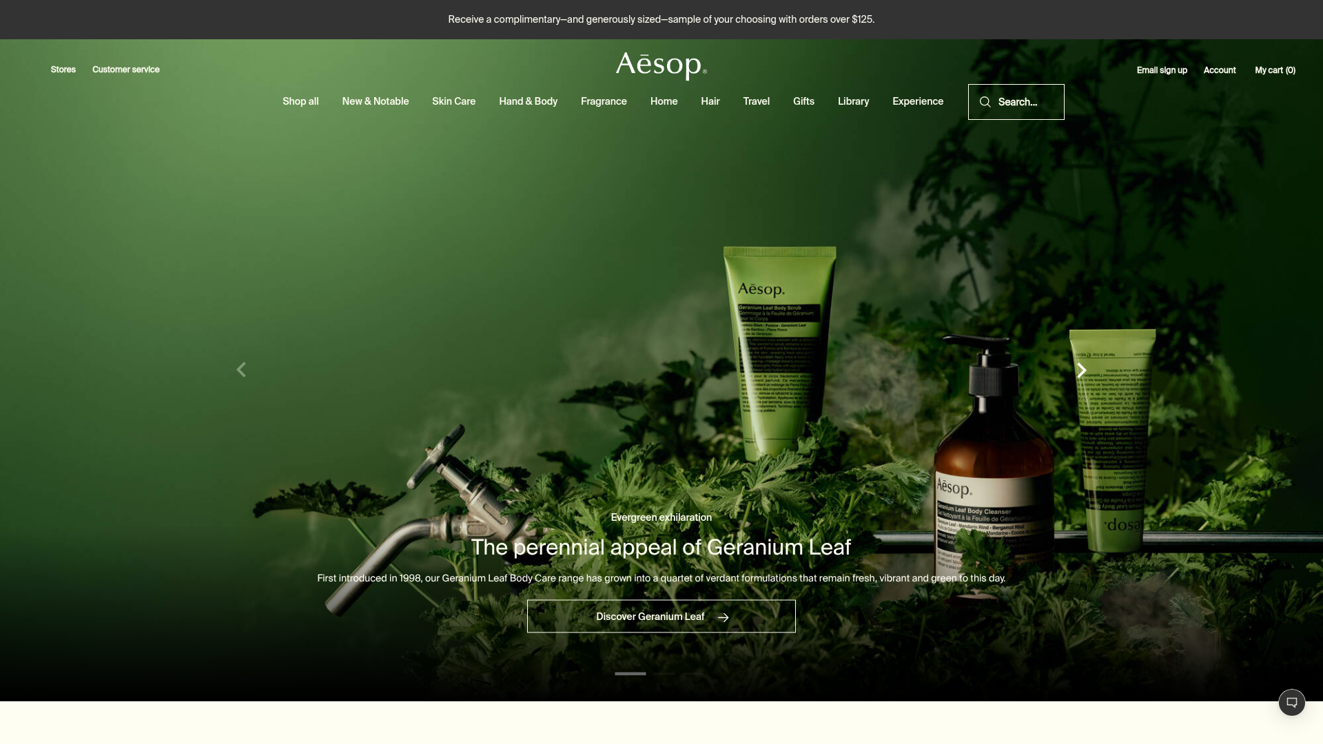 Screenshot of the Aesop page analyzed in this UX review