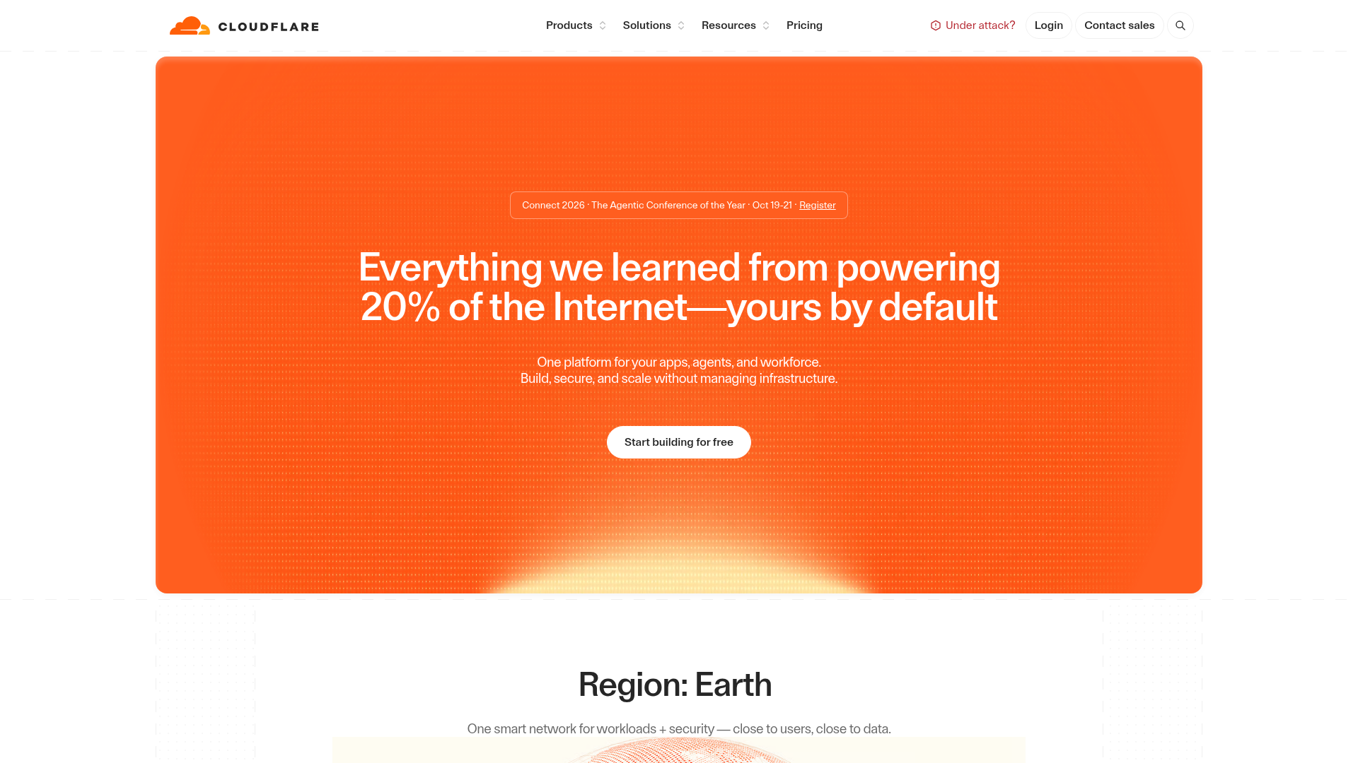 Screenshot of the Cloudflare page analyzed in this UX review