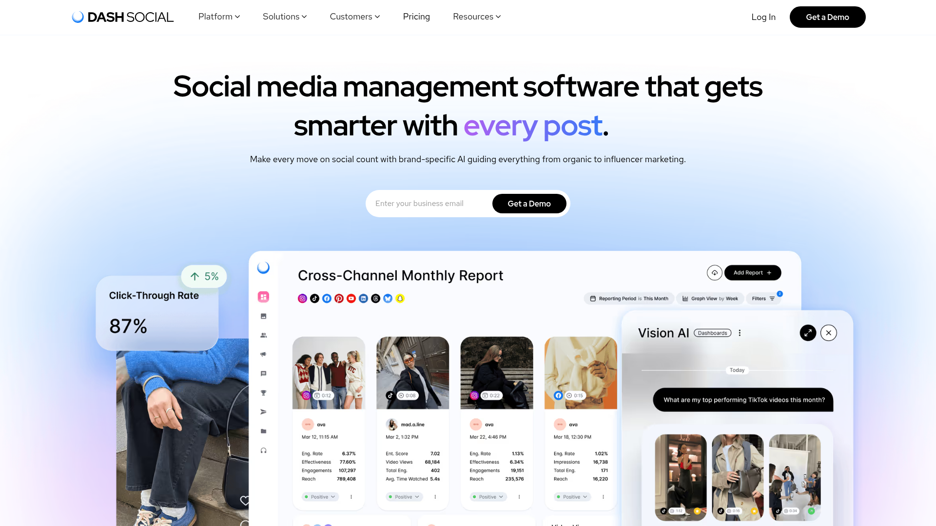 Screenshot of the Dashsocial page analyzed in this UX review