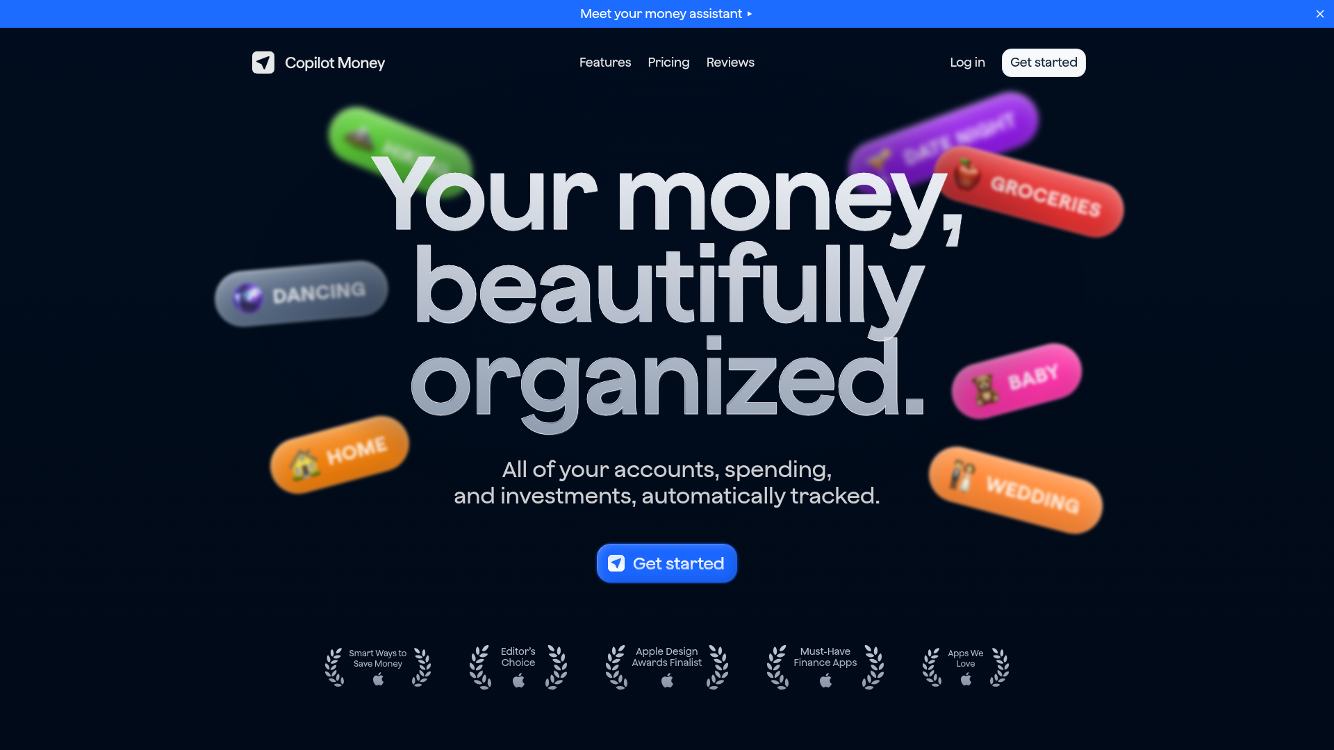 Screenshot of the Copilot Money page analyzed in this UX review
